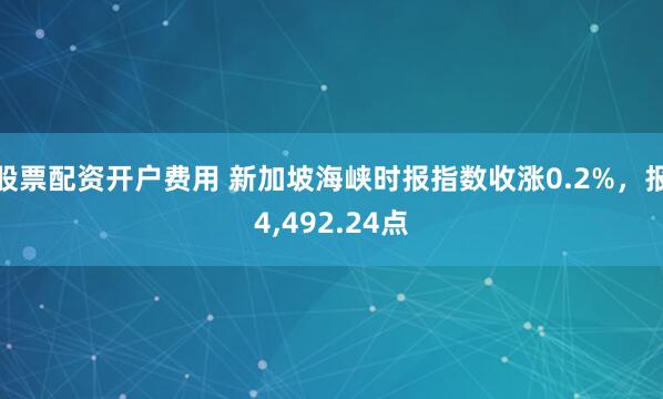 股票配资开户费用 新加坡海峡时报指数收涨0.2%，报4,492.24点